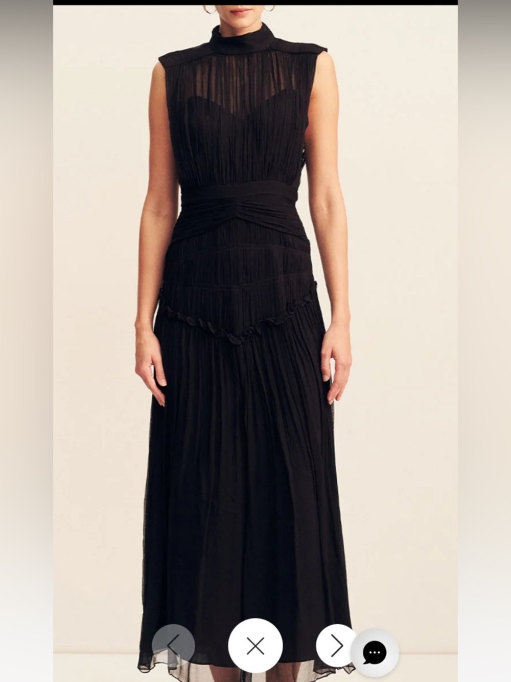 Shona Joy Black High-Neck Sheer Panel Maxi Dress